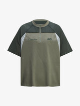 Quick-Dry Contrast Color Quarter Zip Up T-shirt