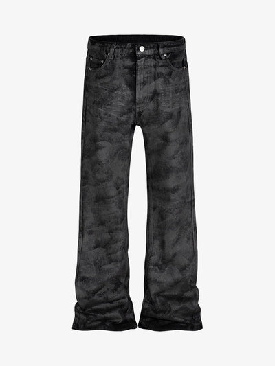 Black Flared Jeans with Brushed Wash