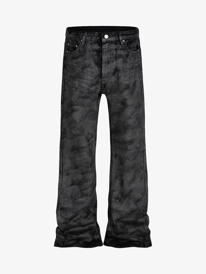 Pantalones acampanados negros con efecto cepillado