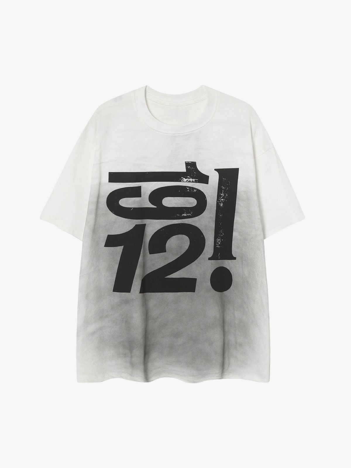 Heavy Washed Distressed Dirty Print Letter T-shirt