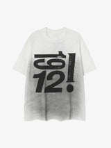 Heavy Washed Distressed Dirty Print Letter T-shirt