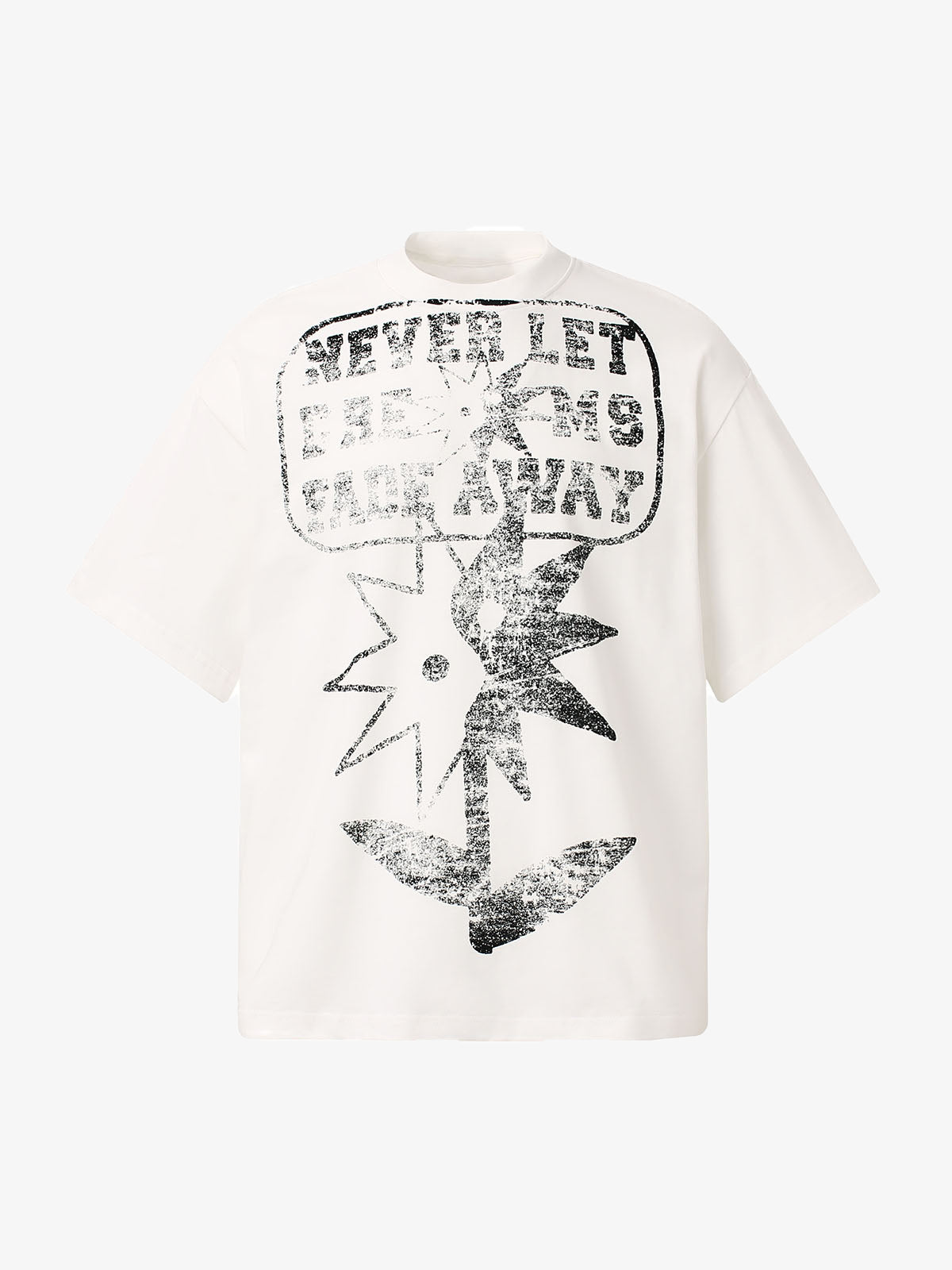 Distressed Fun Print Crew Neck T-shirt