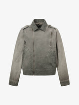 Distressed Irregular Zip Up Denim Jacket