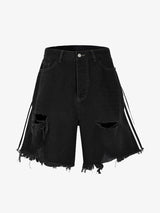 Retro Whisker Raw Edge Denim Shorts