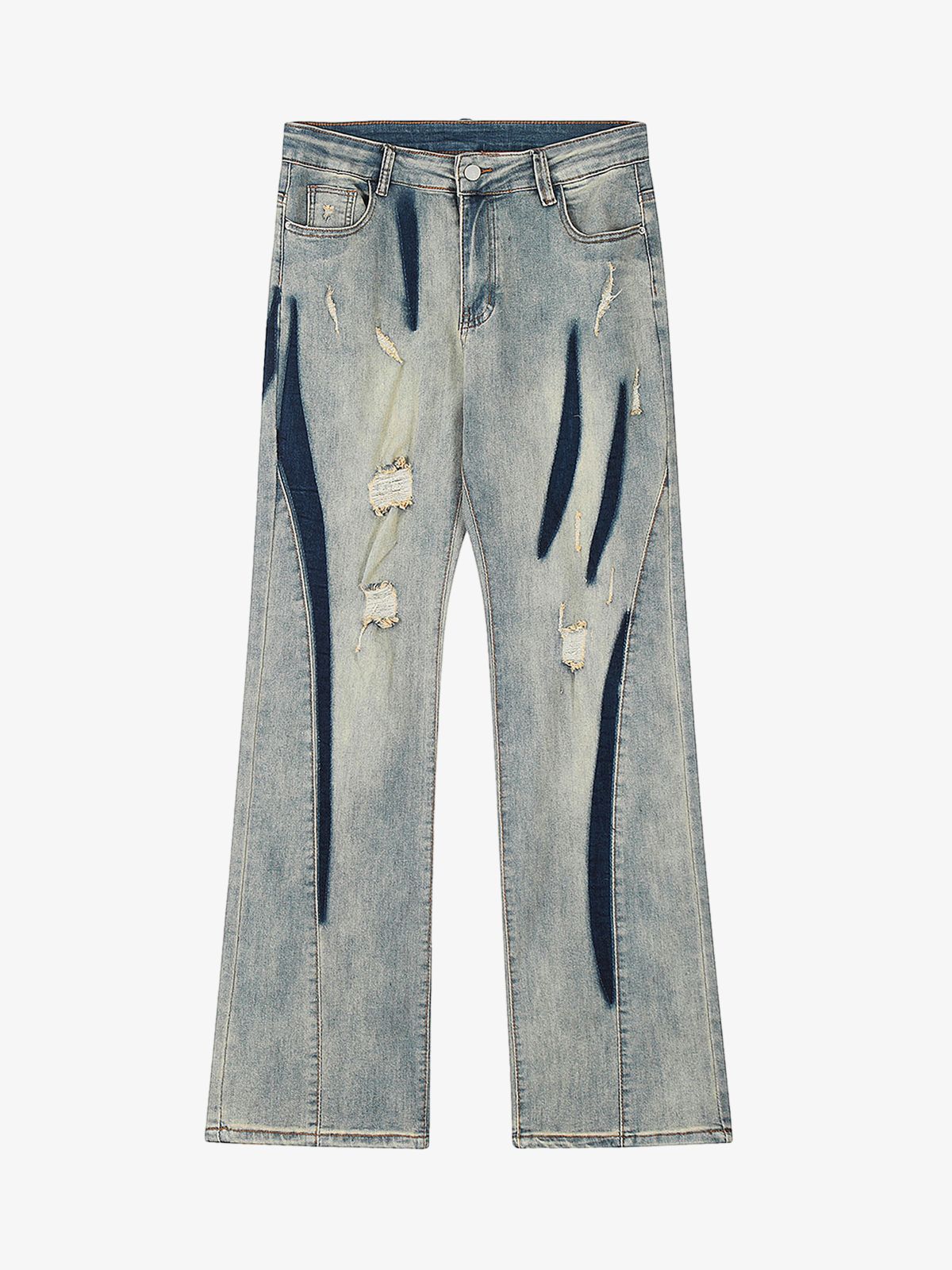 Vintage Washed Split Structure Hip-Hop Jeans