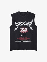 Retro Washed Letter Print Vest