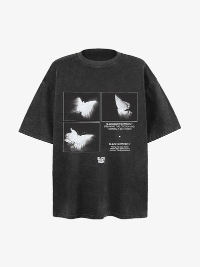 Washed Black Butterfly T-Shirt with X-Ray Print