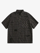 Distressed Plaid Short-Sleeve Shirt