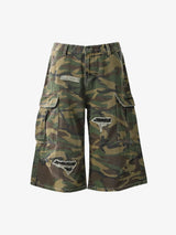 Retro Ripped Camouflage Cropped Jorts