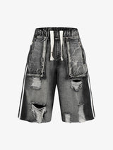 Distressed Cargo Denim Shorts - 2378