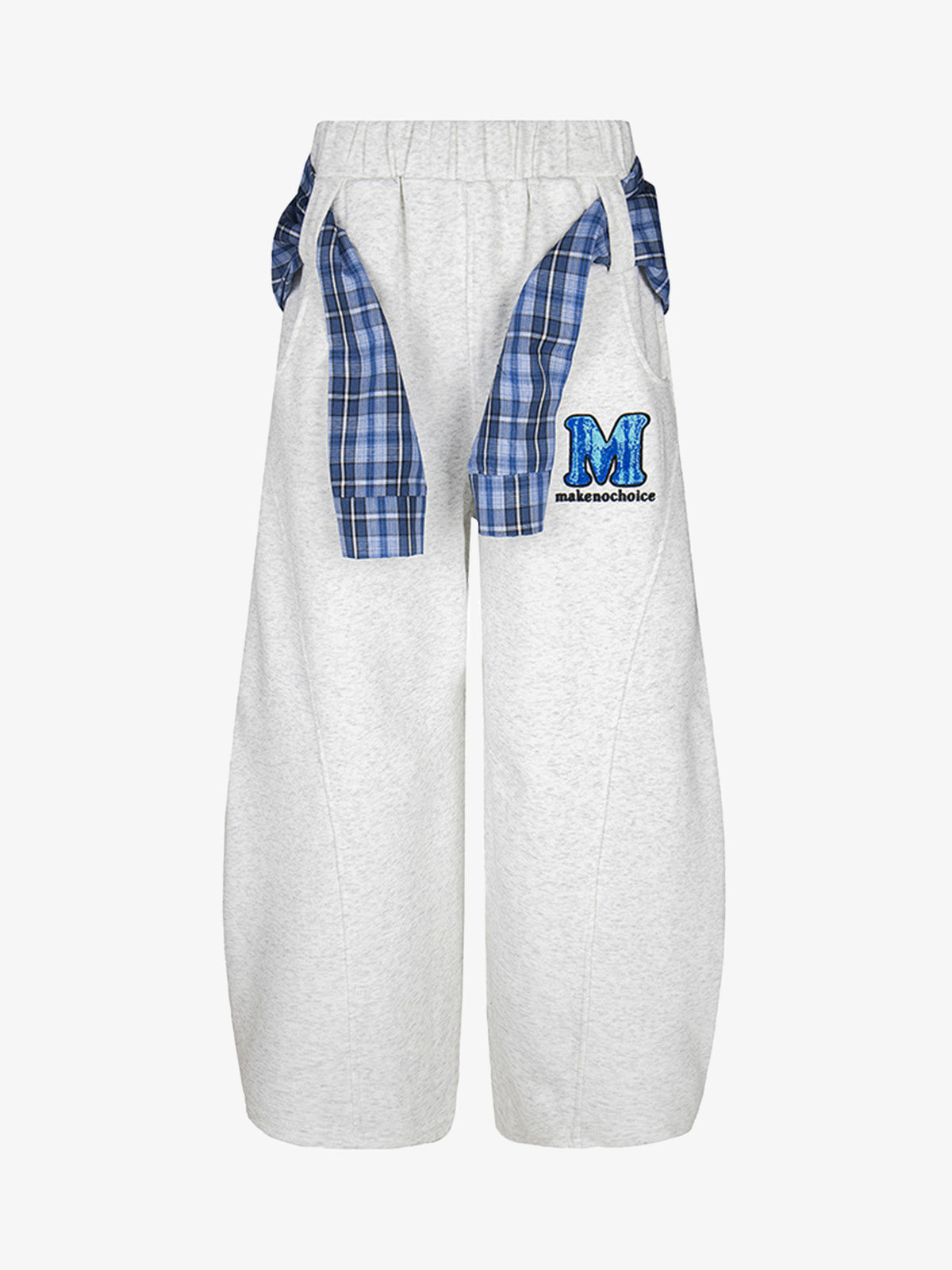 Plaid Belt Barrel Pants