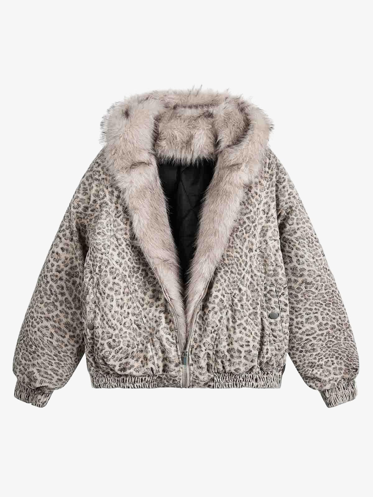 Cotton Cheetah Print Mink Fur Hooded Jacket