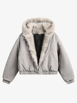 Spliced Fur Hooded Quilted Jacket