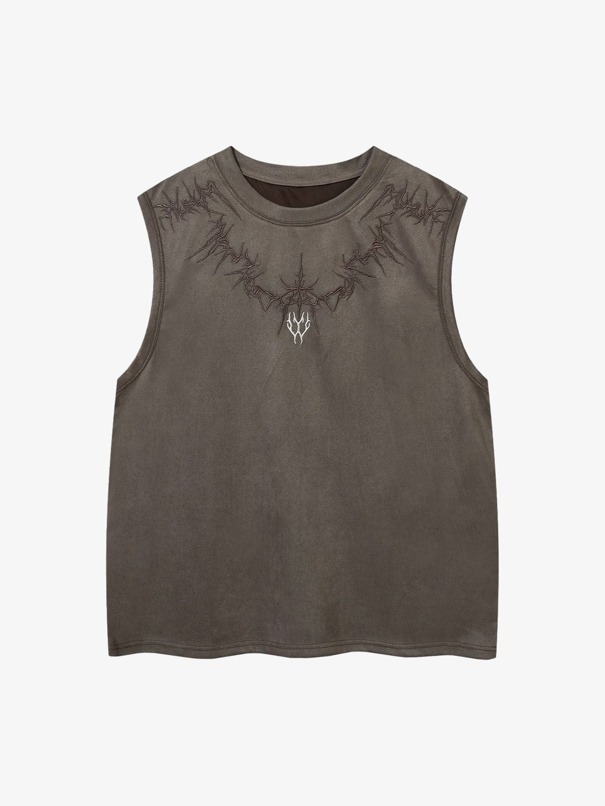 Suede Thorn Embroidered Vest