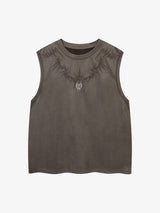 Suede Thorn Embroidered Vest