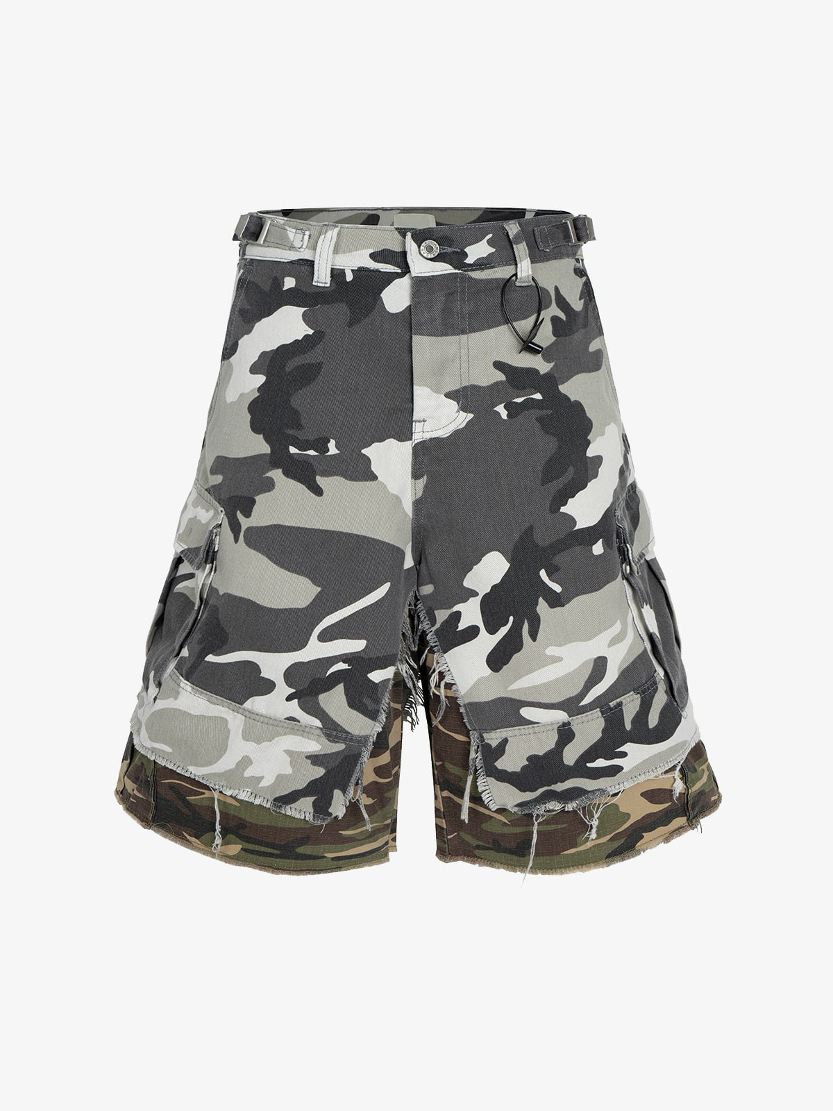 Retro Faux Two-Piece Whisker Camouflage Jorts