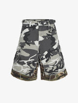 Retro Faux Two-Piece Whisker Camouflage Jorts