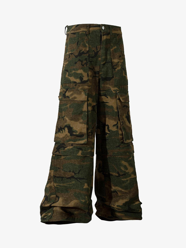 Woodland Camo Wide Leg Cargo Pants