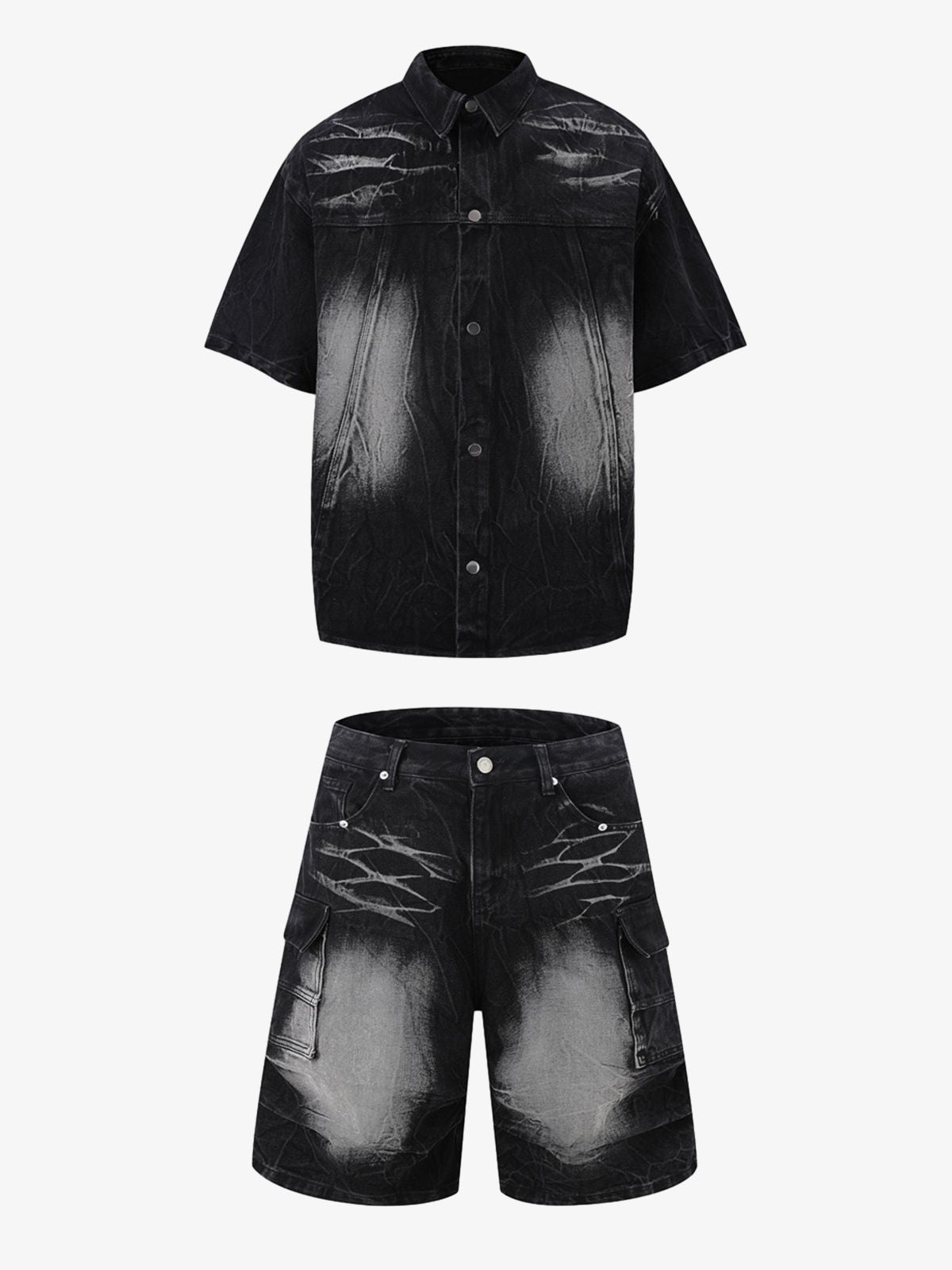 Short Sleeve Shirt & Shorts Denim Set
