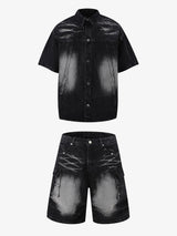 Short Sleeve Shirt & Shorts Denim Set