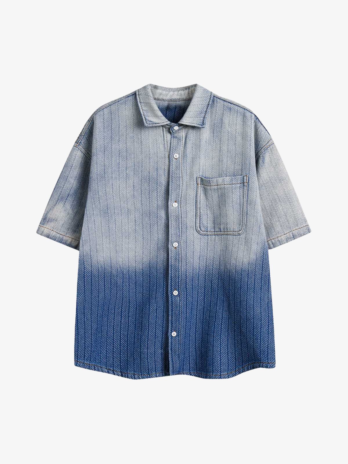 Gradient Denim Short-Sleeve Shirt