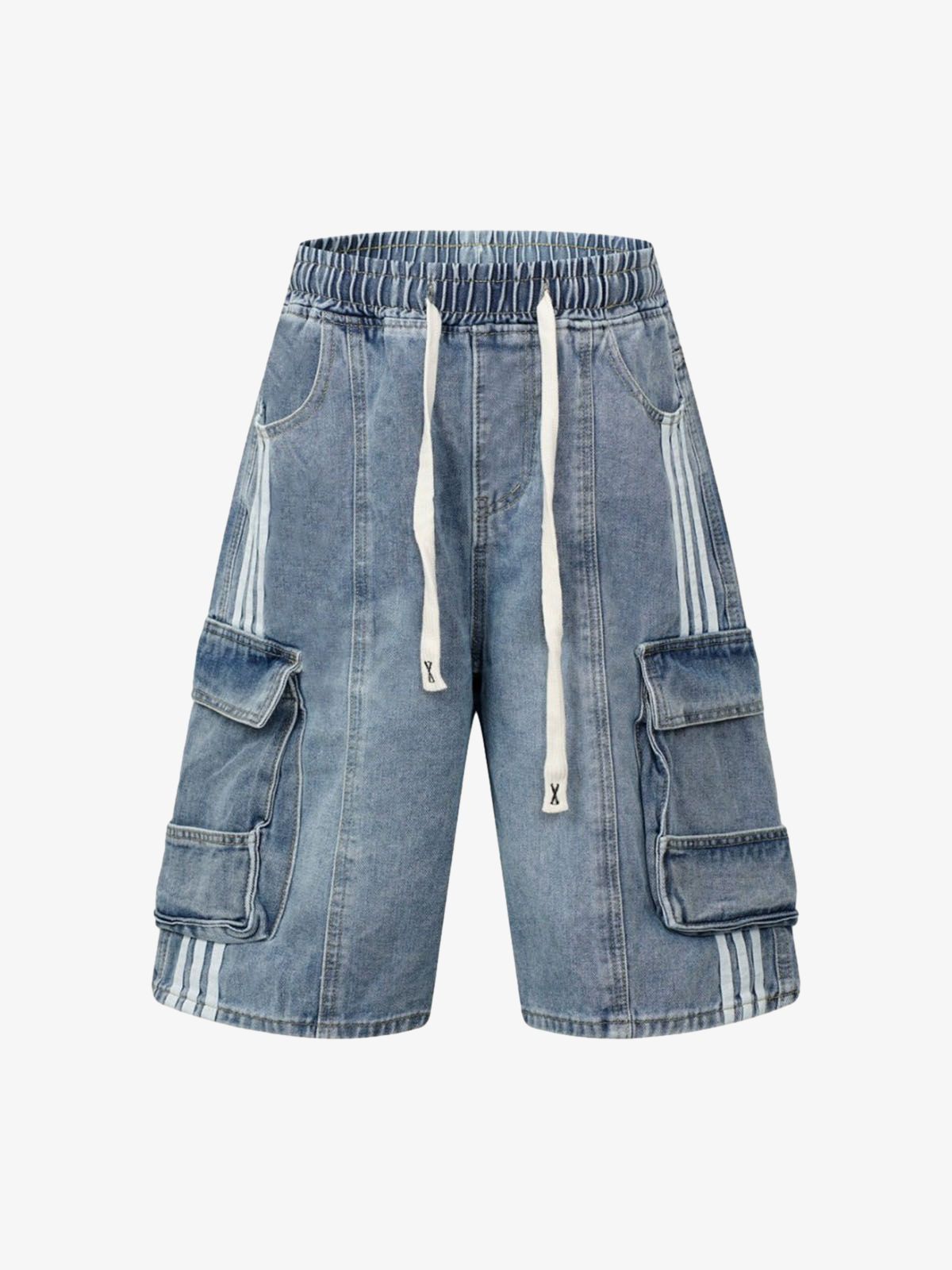Washed Cargo Denim Shorts