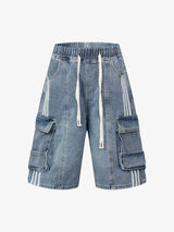 Washed Cargo Denim Shorts