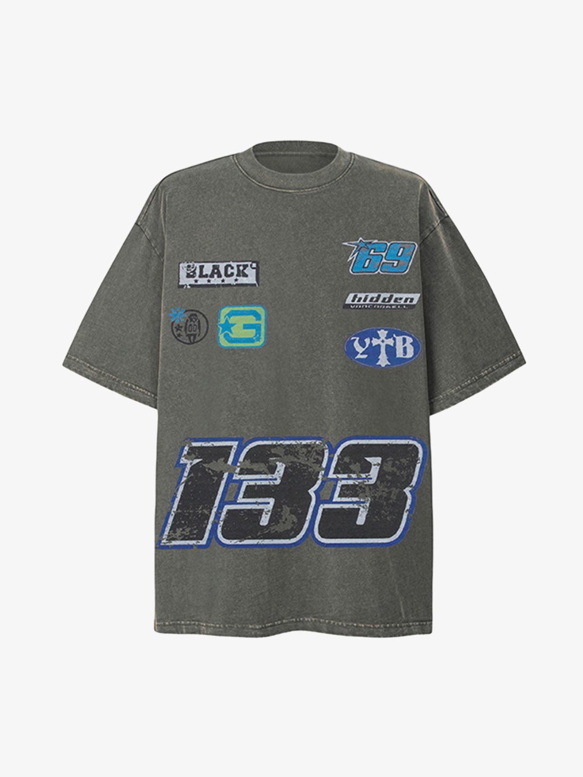 Patchwork Graphic Print Oversized Tee