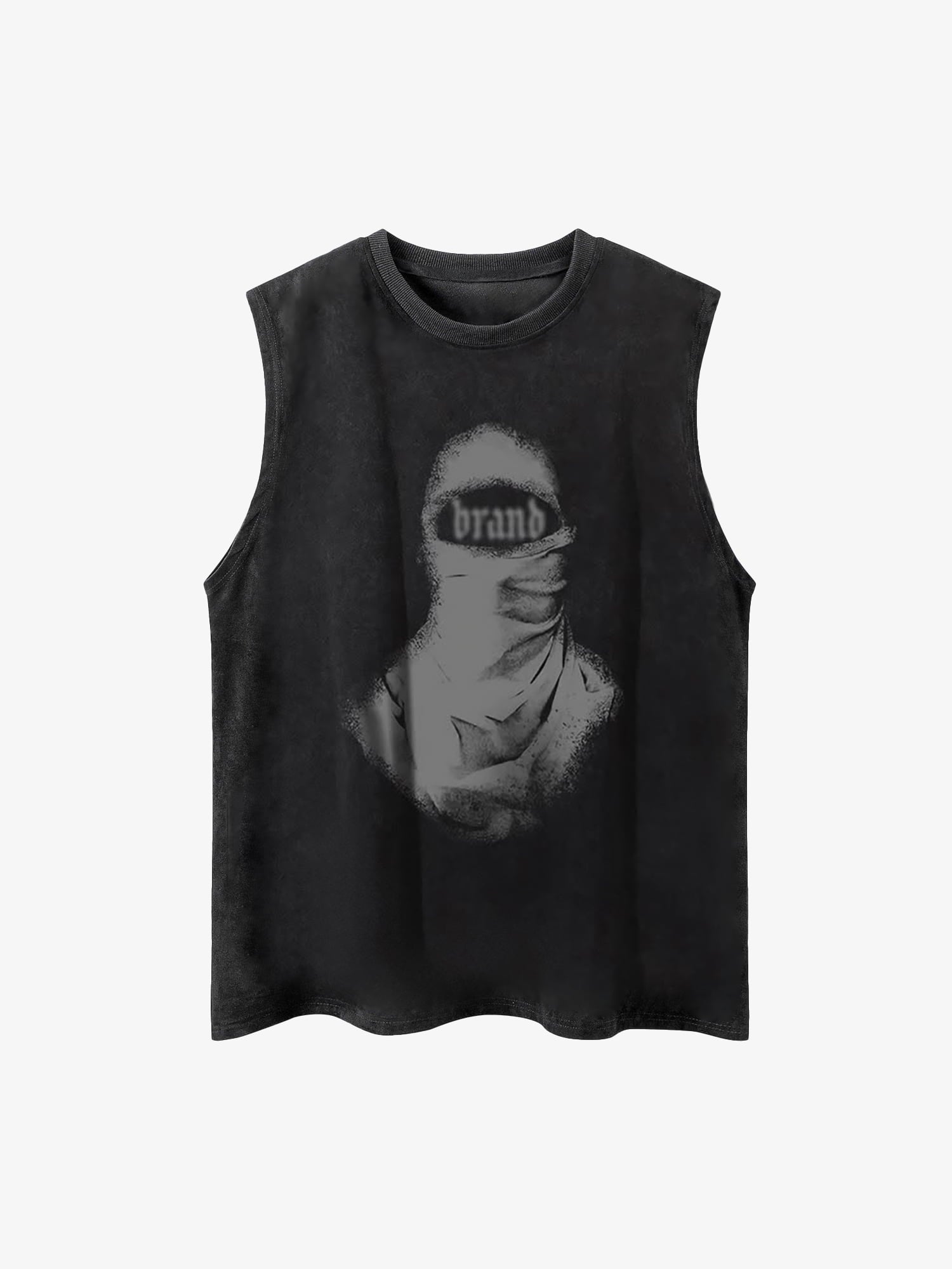 Retro Distressed Character Print Street Rap Vest