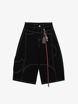 Denim Welt-Embellished Cargo Jorts