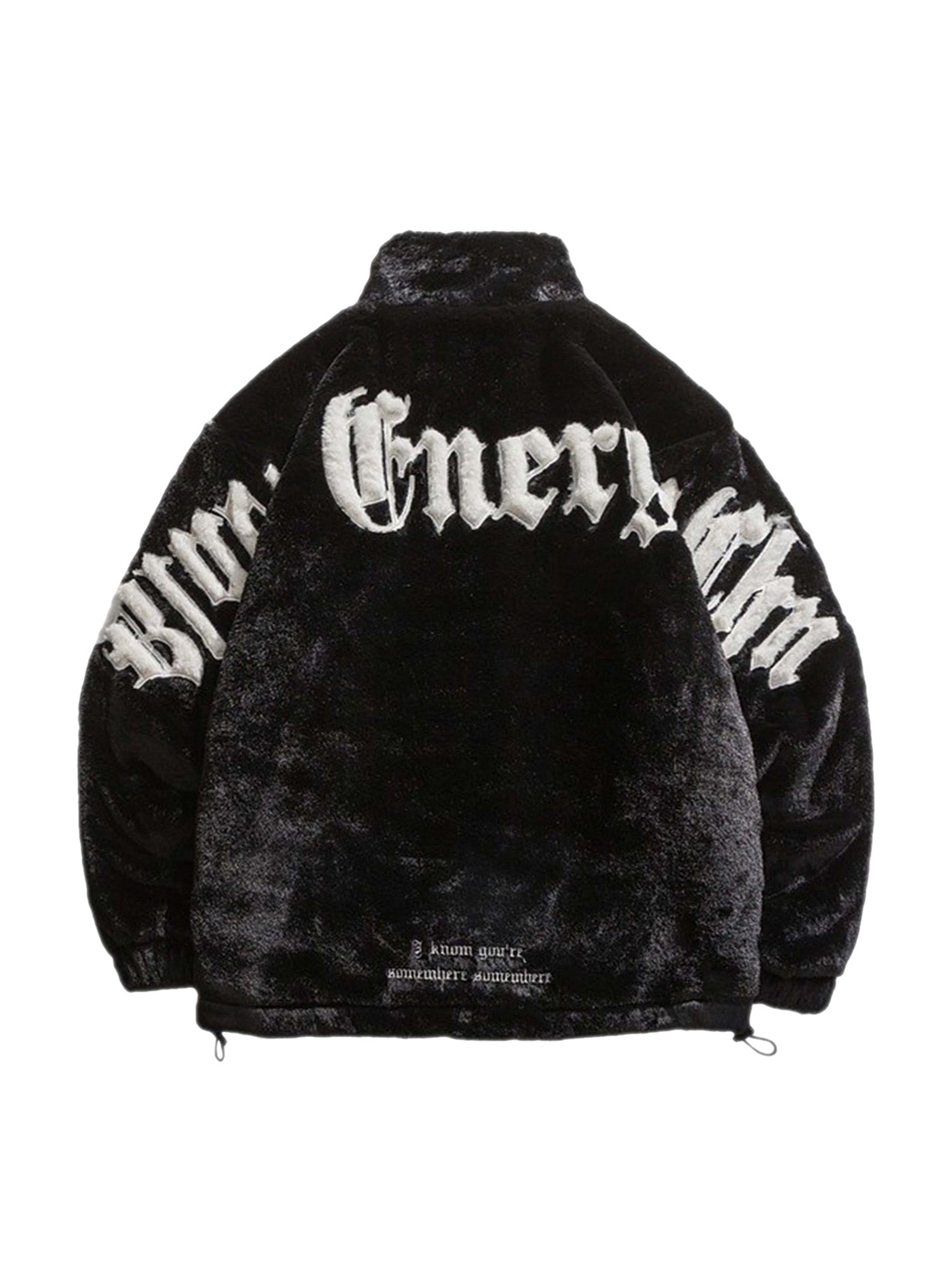 Street Letter Embroidered Fleece Jacket Urban Winter Style - 10303