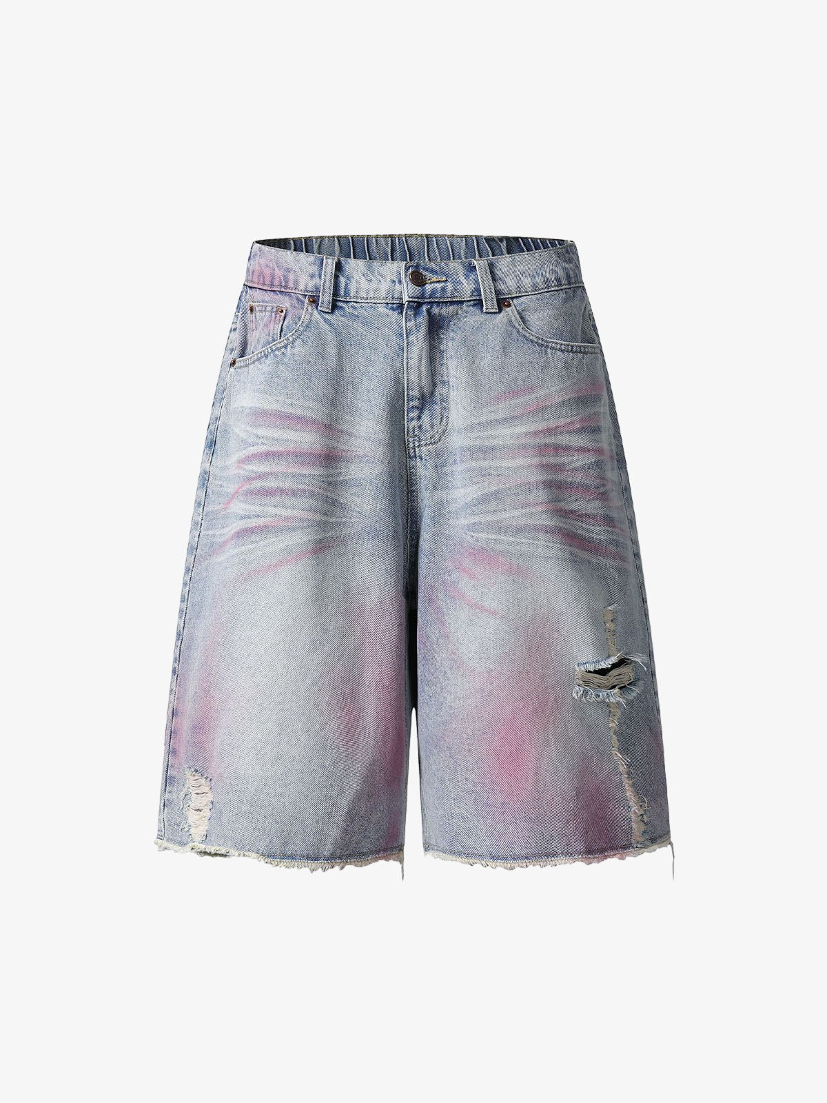 Distressed Tie-Dye Denim Jorts