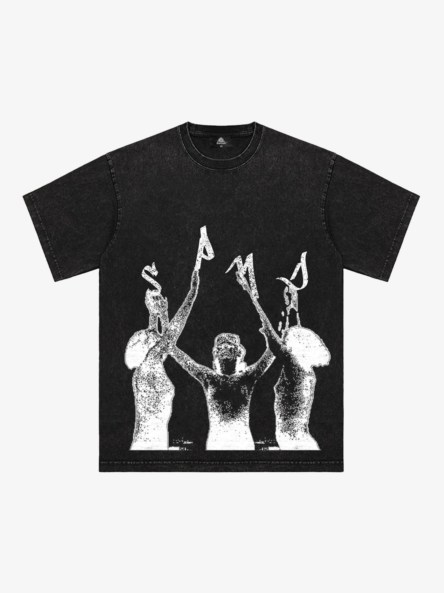 Washed Graphics Fun Letter Print T-shirt