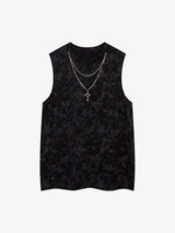 Retro Rhinestone Cross Chain Vest