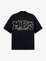 Oversized Embroidered Floral Letter T-Shirt