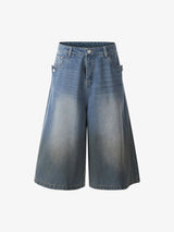 Washed White Denim Jorts