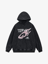 Washed Flame Printed Hooded Fleece Sweatshirt
