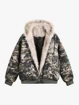 Camouflage Fur Hooded Jacket