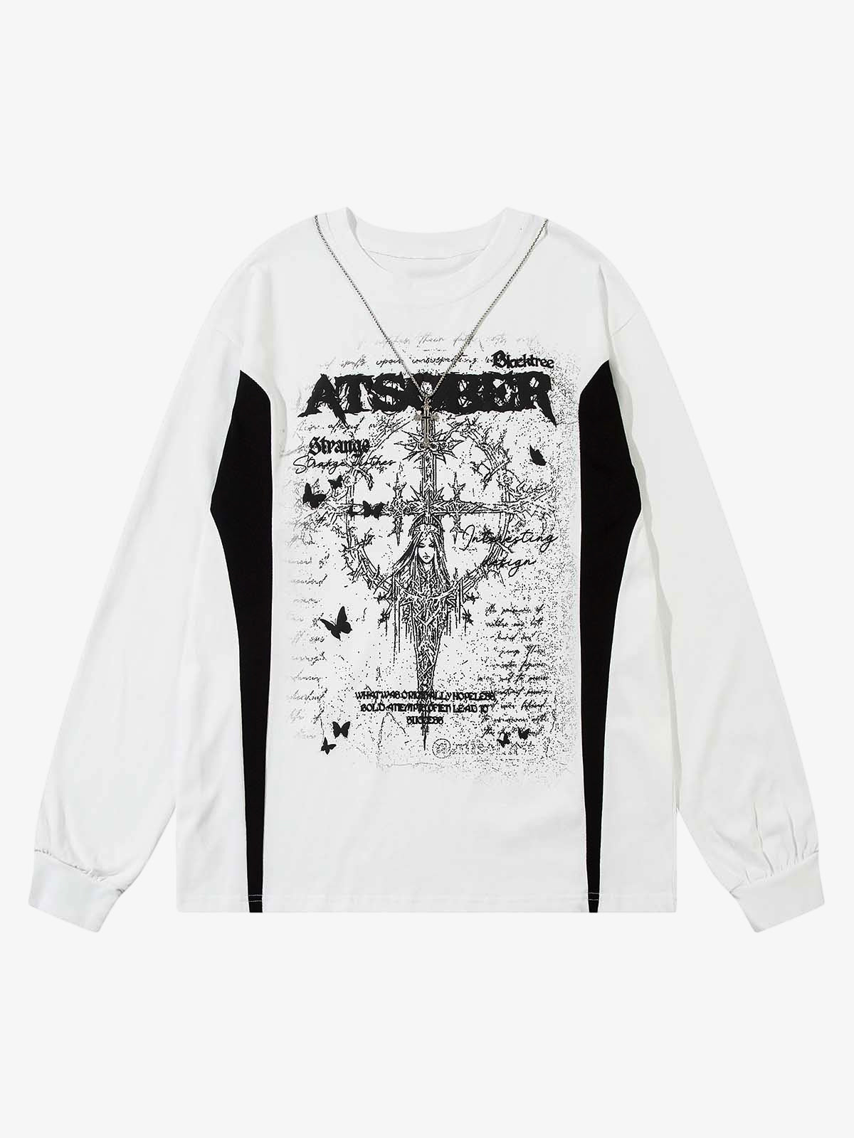 Star Necklace Cross Graphic Long Sleeve T-shirt