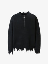 Distressed Quarter Zip Sweater