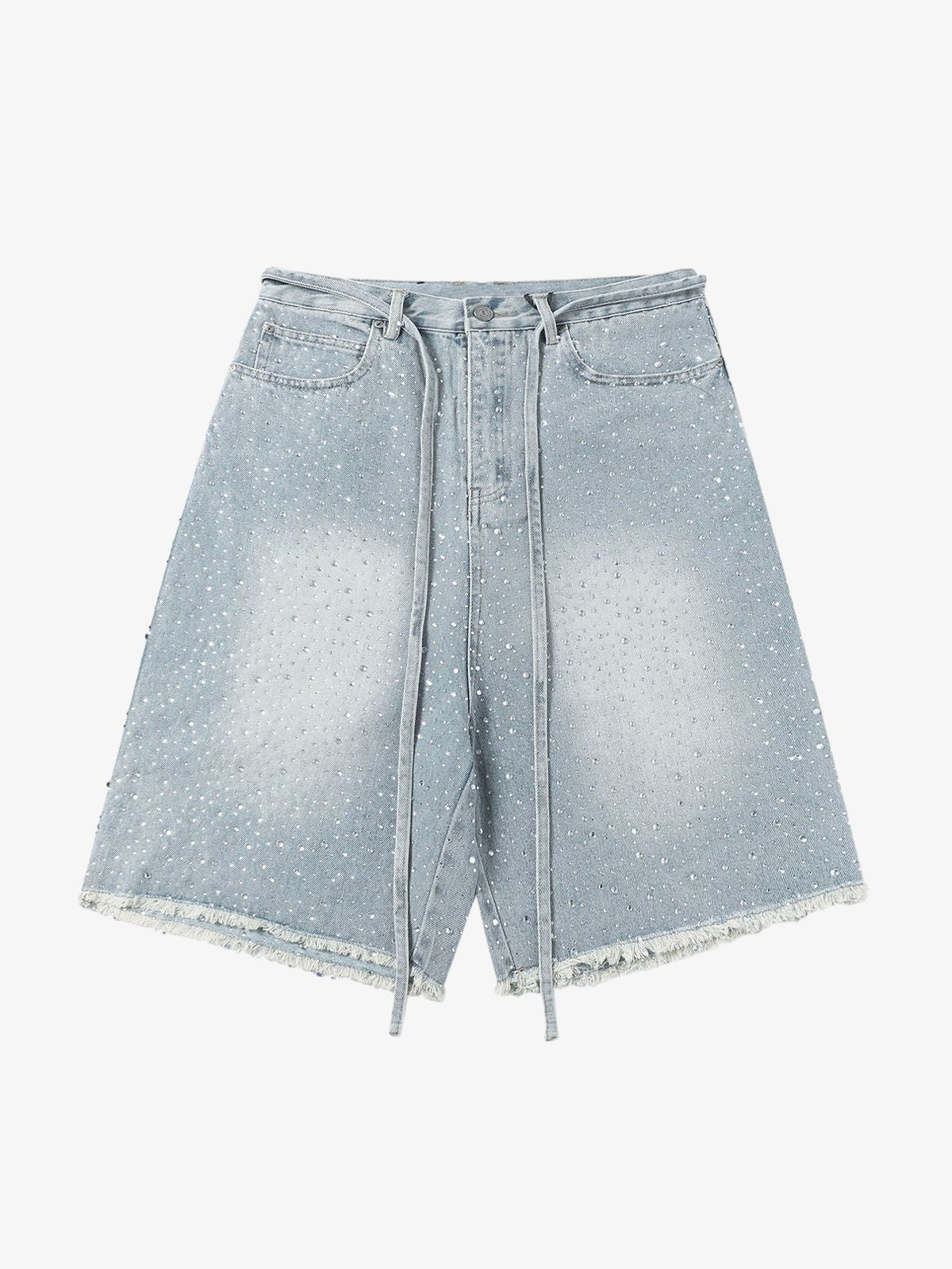 Distressed Rhinestone Denim Jorts