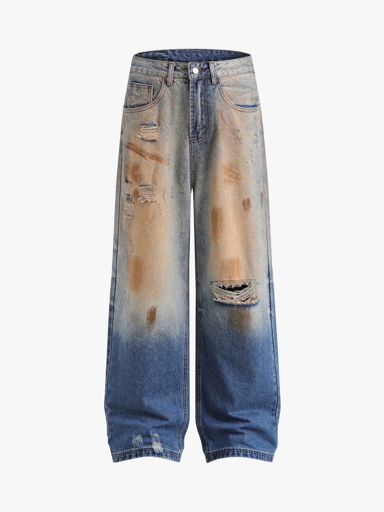 Retro Ripped Washed Patina Street Hip-Hop Jeans