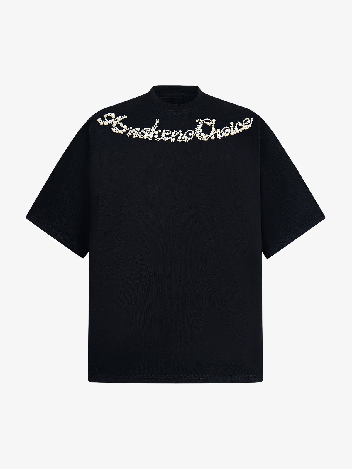 Retro Embroidery Beaded Letter Print T-shirt