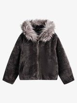Fur Hooded Quilted Sherpa Jacket