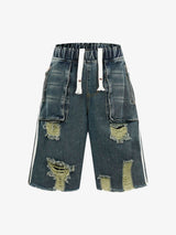 Distressed Cargo Denim Shorts - 2378