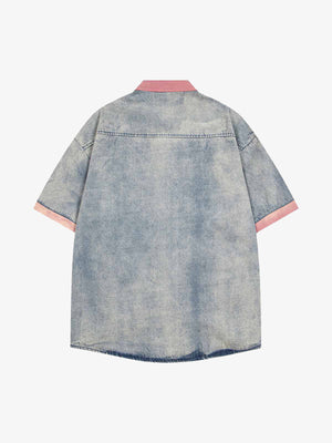 Embroidered Patch Denim Shirt - thumbnail 2
