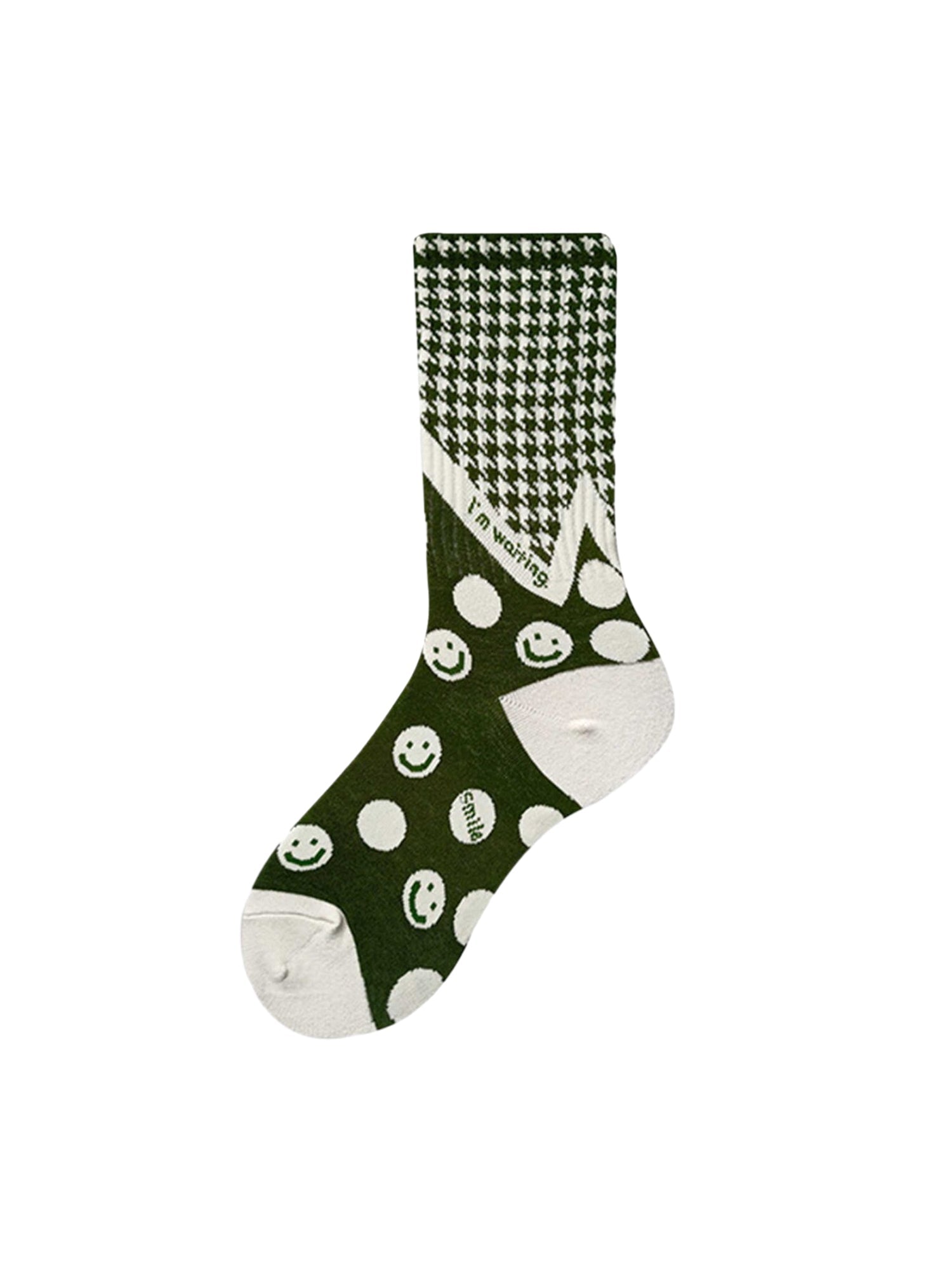 Thousand Birds Check Smiley Face Cotton Socks Street Style - 19903