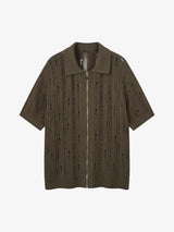 Cleanfit Black Knit Zip-Up Short-Sleeve Shirt