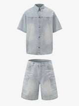 Short Sleeve Shirt & Shorts Denim Set