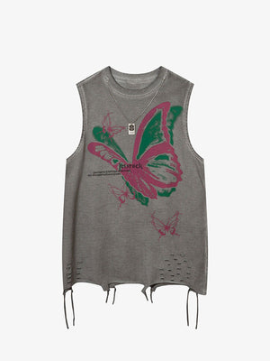 Raw Edge Butterfly Print Vest - thumbnail 12